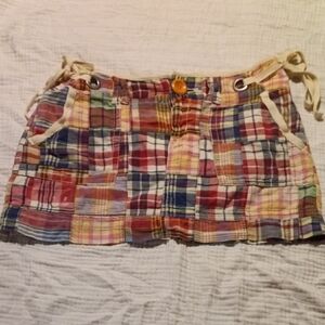 Plaid Patchwork Mini Skirt